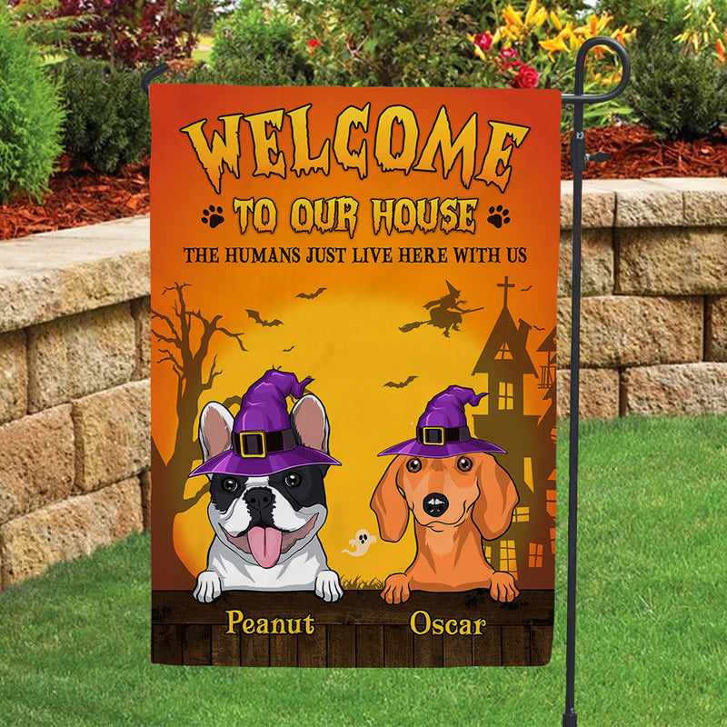 We Live Here - Personalized Custom Garden Flag