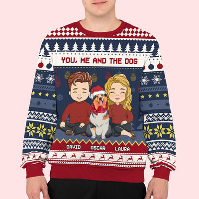 Couple With Dog - Personalized Custom All-Over-Print Sweatshirt