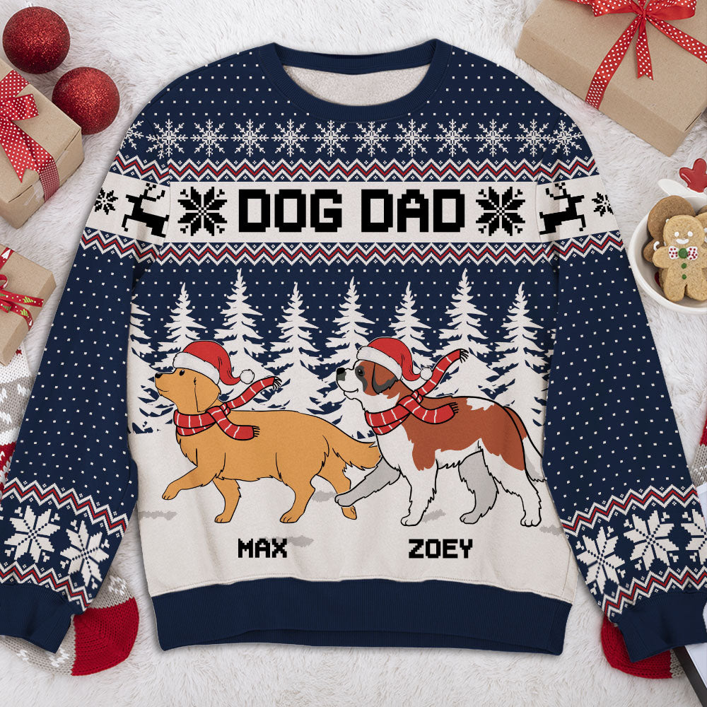Dog Mom/Dad Snow Forest Custom Pet Lover Personalized Xmas Jumper Ugly Sweatshirt