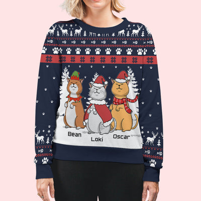 Christmas Cat Chilling - Personalized Custom All-Over-Print Sweatshirt