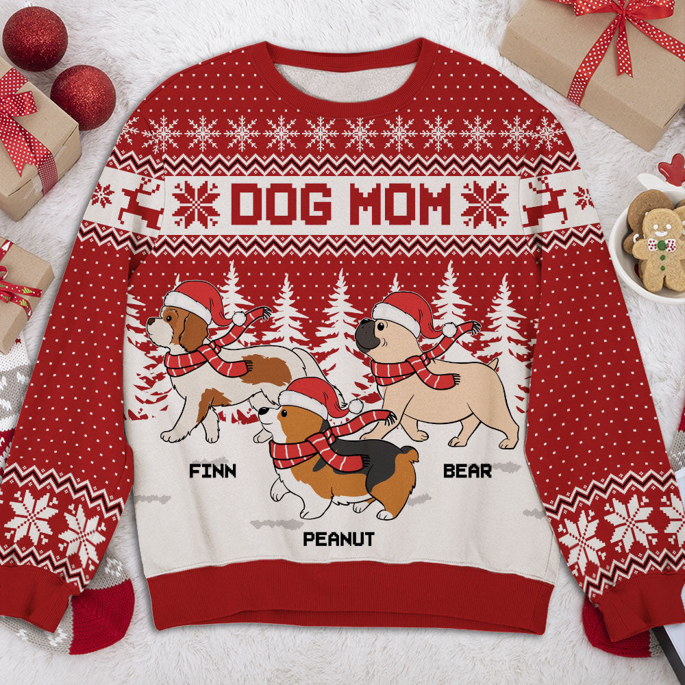 Dog Mom/Dad Snow Forest Custom Pet Lover Personalized Xmas Jumper Ugly Sweatshirt
