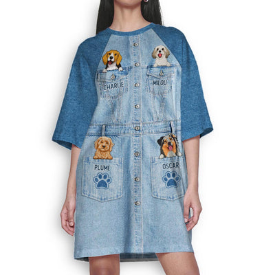 Multi-Pocket Dog Mom - Personalized Custom 3/4 Sleeve Dress