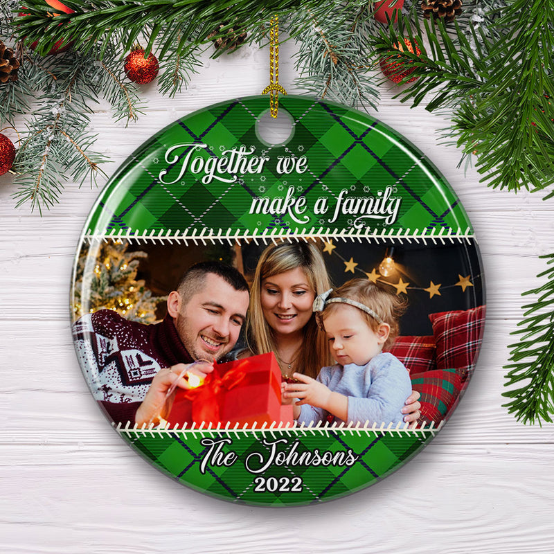 Together, We Make A Family - Personalized Custom Photo Circle Ceramic Ornament