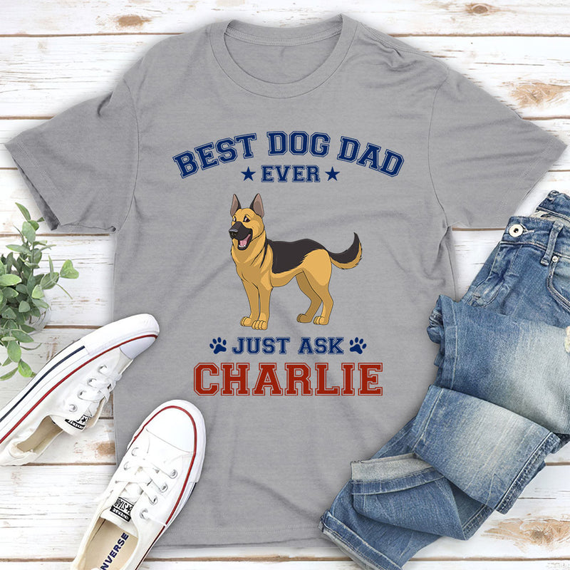 Best Dog Dad Red Blue - Personalized Custom Premium T-shirt