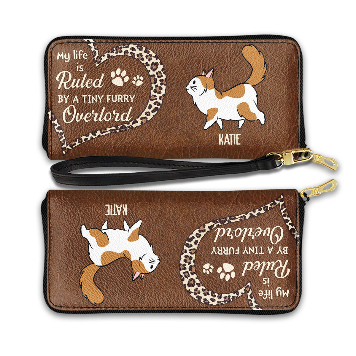 Discover My Life Is Ruled By Cats - Personalized Custom Leather Wallet