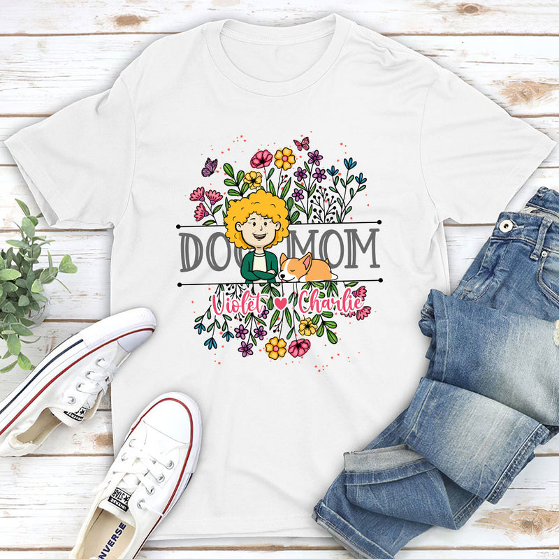 Dog Mom Flower - Personalized Custom Unisex T-shirt