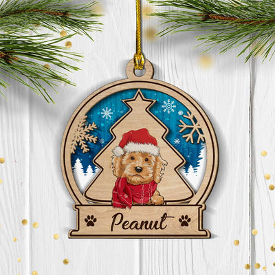 Dog Snowball Ornament - Personalized Custom 2-Layered Wood Ornament