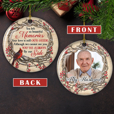 Always By Our Side - Personalized Custom Photo Circle Ceramic Ornament