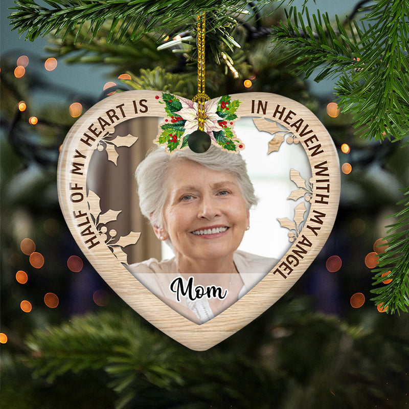 For My Angel - Personalized Custom Heart Ceramic Christmas Ornament