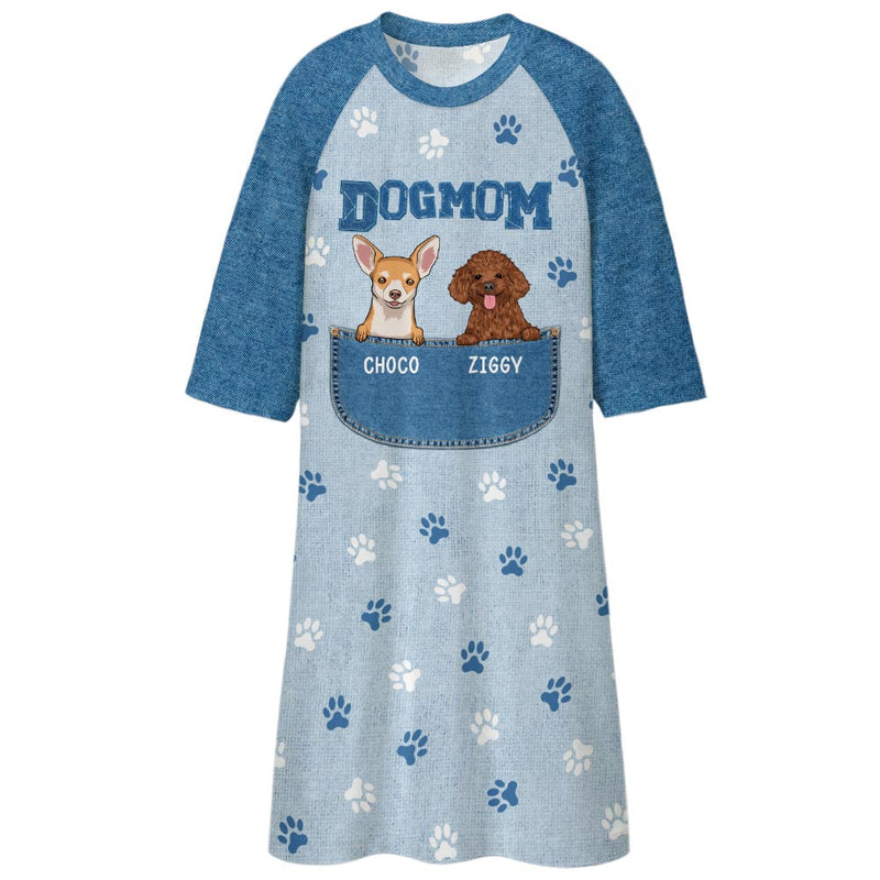 Dog Mom Center Pocket - Personalized Custom 3/4 Sleeve Dress