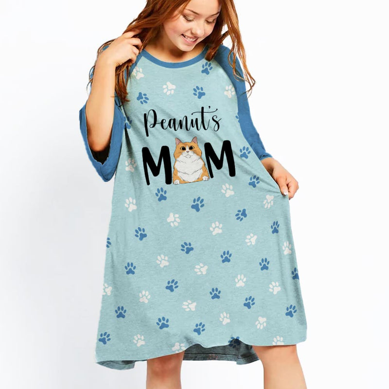 Cat Mom Color - Personalized Custom 3/4 Sleeve Dress