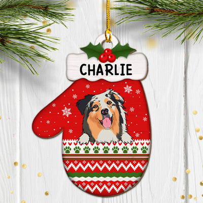 Dog Christmas Glove - Personalized Custom 1-layered Wood Ornament