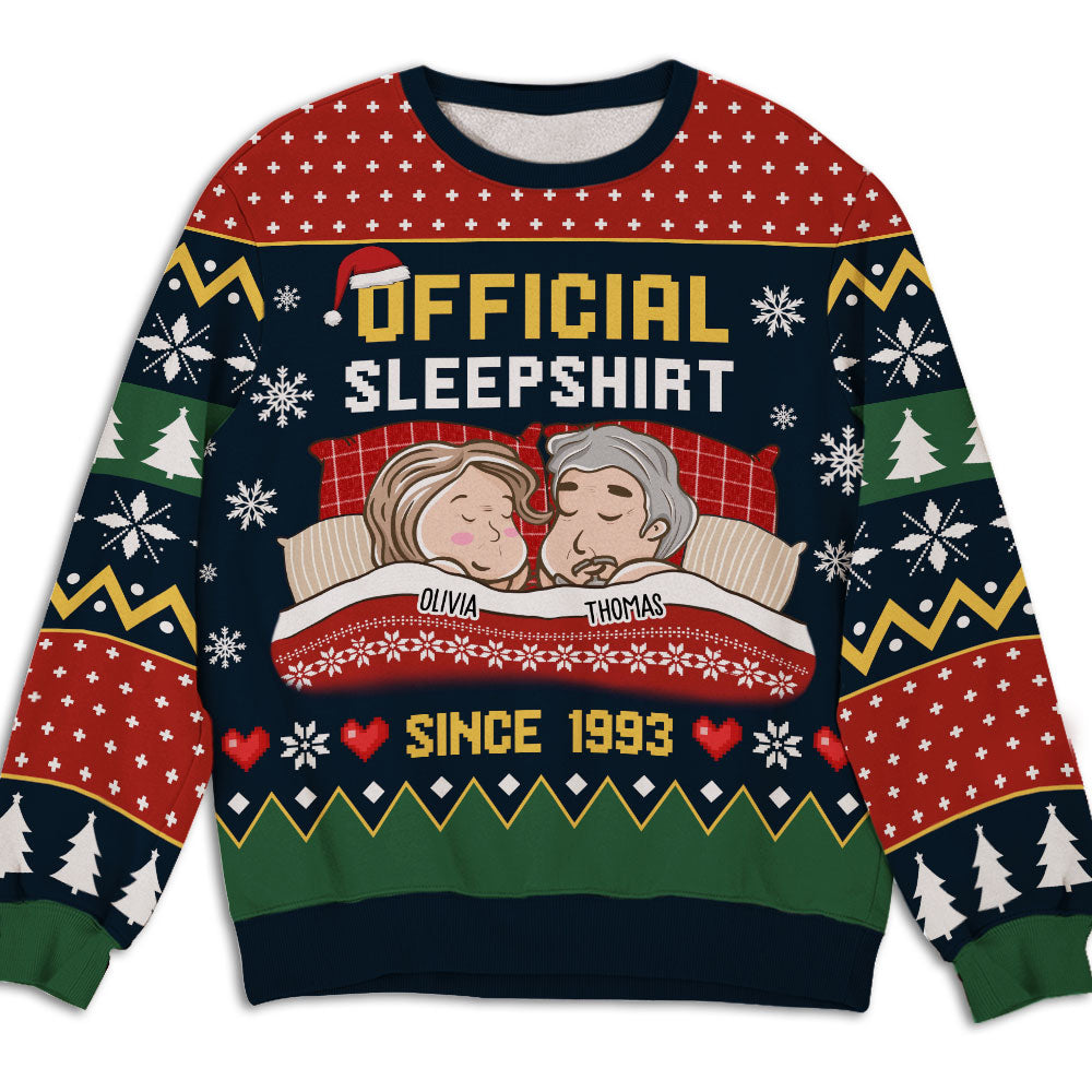Discover Couple Official Sleepshirt Couple Personalized Custom Ugly Sweatshirt