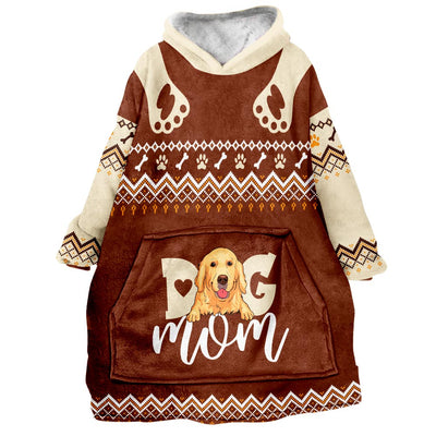 Dog Mom - Personalized Custom Blanket Hoodie