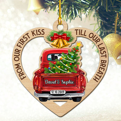 Christmas Heart Car - Personalized Custom 1-layered Wood Ornament