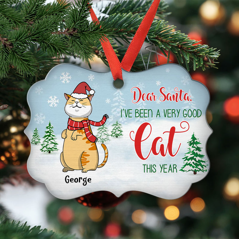 Dear Santa Good Cat - Personalized Custom Aluminum Ornament