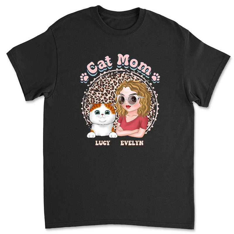 Cat Mom Leopard - Personalized Custom Unisex T-shirt