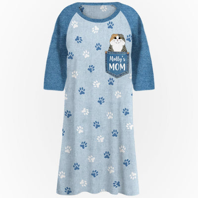 Cat Mom Pocket - Personalized Custom 3/4 Sleeve Dress