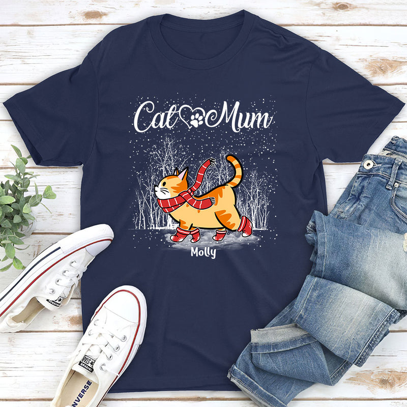 Cat Dad Mom Snow - Personalized Custom Unisex T-shirt