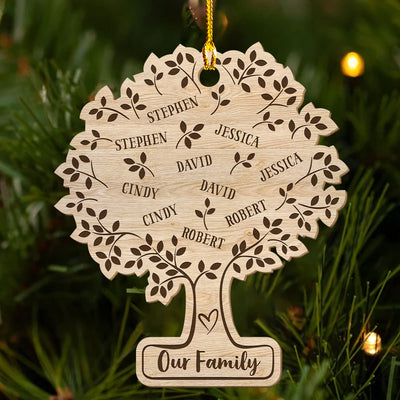 Family Tree Names - Personalized Custom 1-layered Wood Ornament
