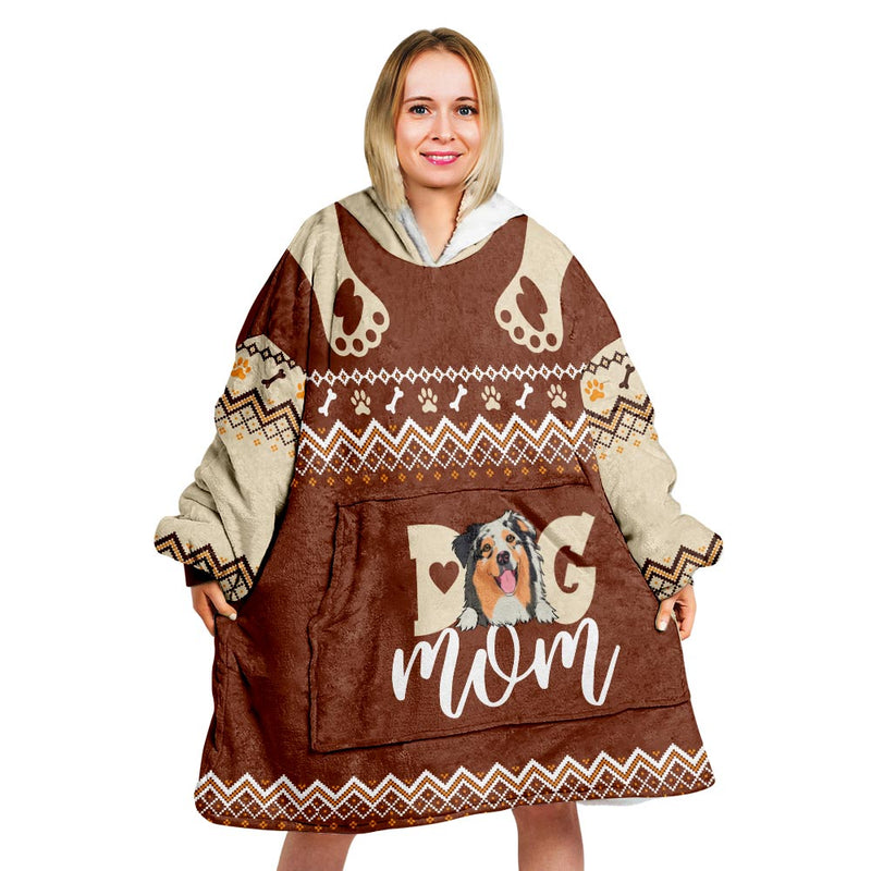 Dog Mom - Personalized Custom Blanket Hoodie