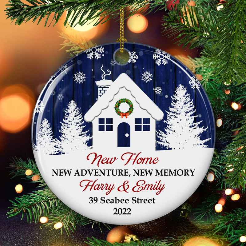 New Home, New Memory - Personalized Custom Circle Ceramic Christmas Ornament