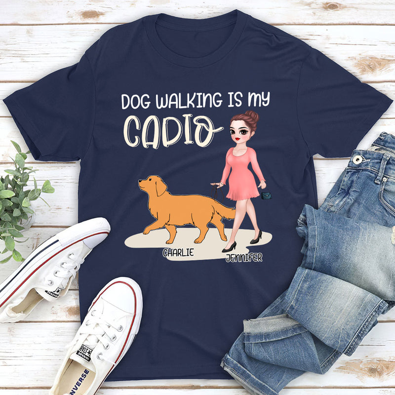 Dog Walking Is My Cardio - Personalized Custom Unisex T-shirt