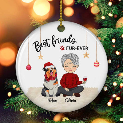 Best Friend Fur-ever - Personalized Custom Circle Ceramic Christmas Ornament