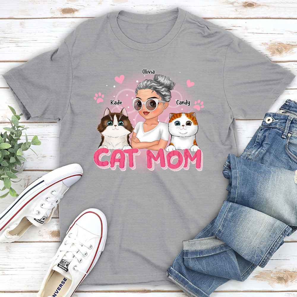 Cat Mom Cartoon - Personalized Custom Unisex T-shirt 