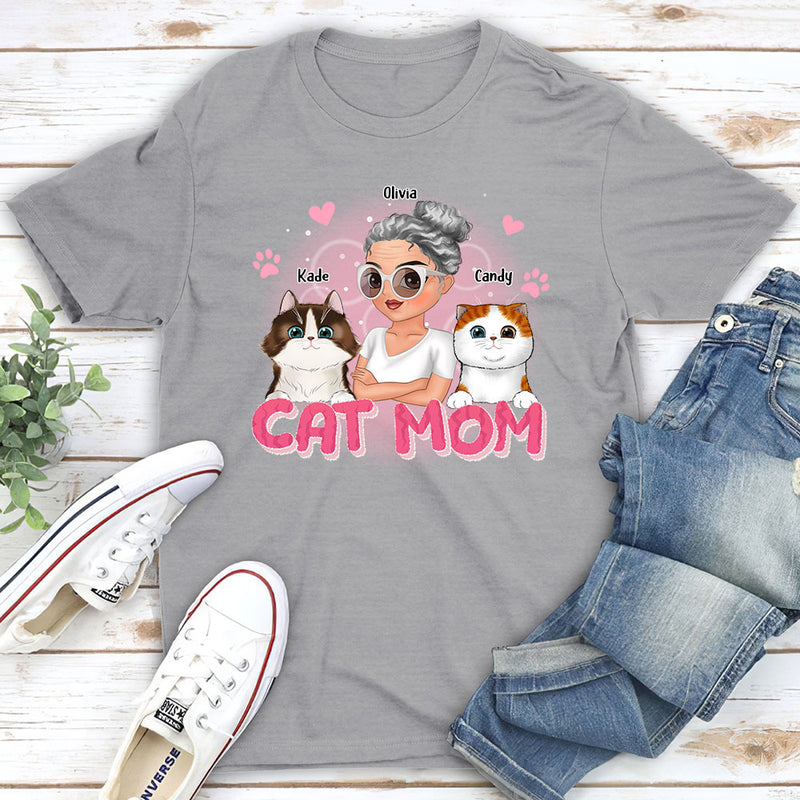 Cat Mom Cartoon - Personalized Custom Unisex T-shirt