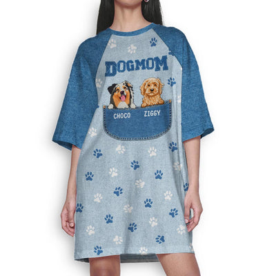 Dog Mom Center Pocket - Personalized Custom 3/4 Sleeve Dress