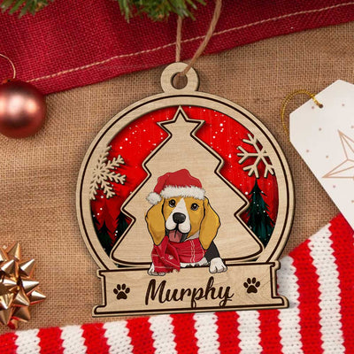 Dog Snowball Ornament - Personalized Custom 2-Layered Wood Ornament