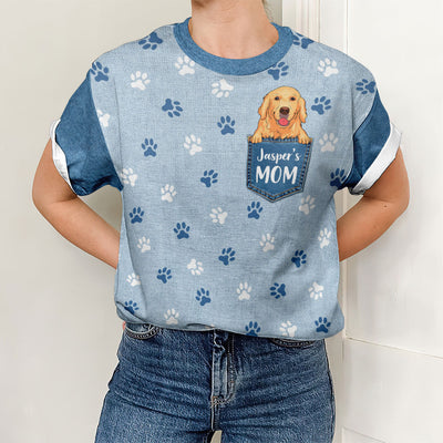 Pocket Dog Mom - Personalized Custom All-over-print T-shirt