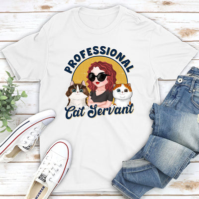 Professional Cat Servant Cartoon - Personalized Custom Unisex T-shirt