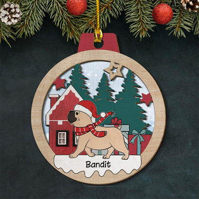 Winter Dog Walking - Personalized Custom 2-layered Wood Ornament