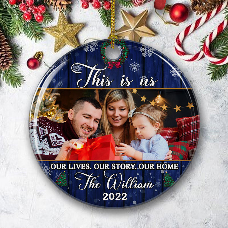 This Is Us - Personalized Custom Photo Circle Ceramic Ornament