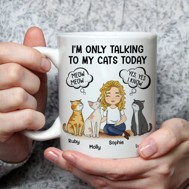 Talking To Cats Cartoon - Personalized Custom Coffee Mug