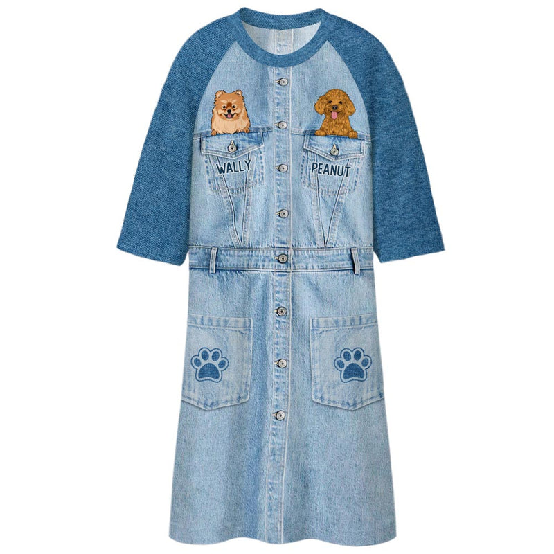 Multi-Pocket Dog Mom - Personalized Custom 3/4 Sleeve Dress