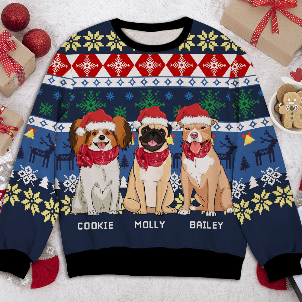 Christmas Dog Knitted Pattern Personalized Xmas Pet Custom Jumper Ugly Sweatshirt