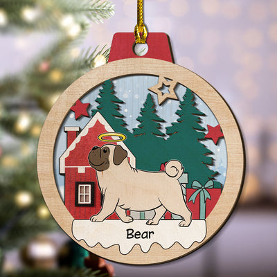 Winter Pet Walking - Personalized Custom 2-layered Wood Ornament