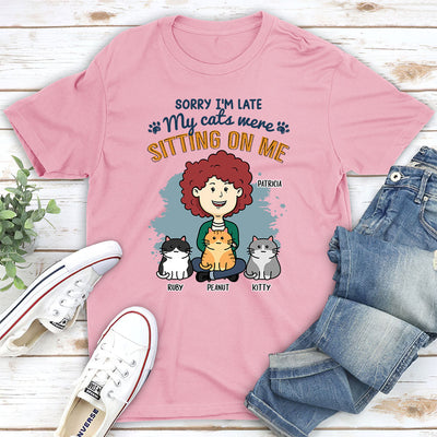 Cat Sitting On Me - Personalized Custom Unisex T-shirt