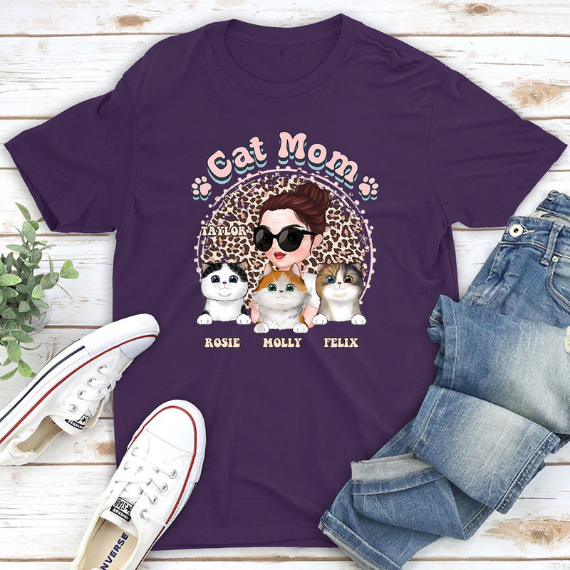 Cat Mom Leopard - Personalized Custom Unisex T-shirt