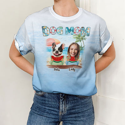 Dog Mom Summer - Personalized Custom Photo All-over-print T-shirt