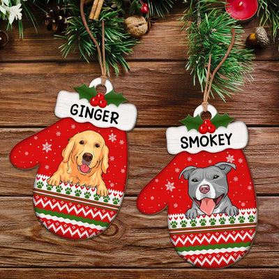 Dog Christmas Glove - Personalized Custom 1-layered Wood Ornament