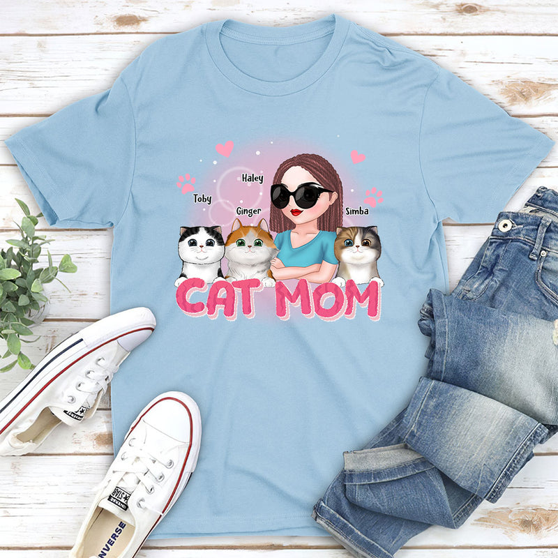 Cat Mom Cartoon - Personalized Custom Unisex T-shirt