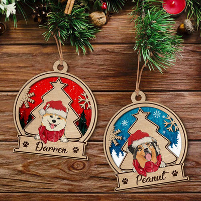 Dog Snowball Ornament - Personalized Custom 2-Layered Wood Ornament