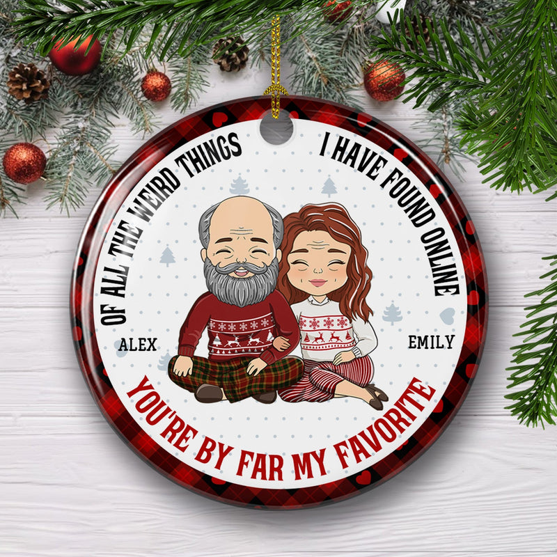 My Favorite By Far - Personalized Custom Circle Ceramic Christmas Ornament