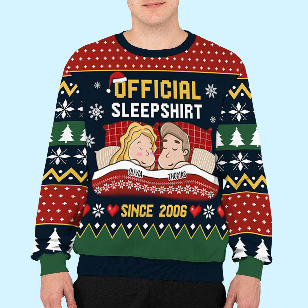 Couple Official Sleepshirt Couple Personalized Custom Ugly Sweatshirt