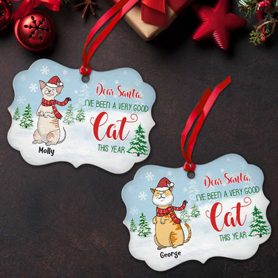 Dear Santa Good Cat - Personalized Custom Aluminum Ornament