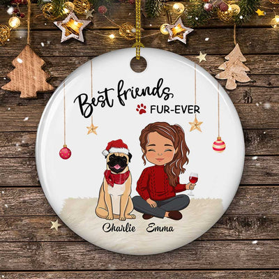 Best Friend Fur-ever - Personalized Custom Circle Ceramic Christmas Ornament